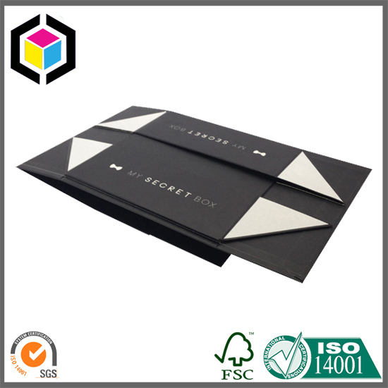 UV Glossy Logo Black Cardboard Paper Gift Box with Magnet