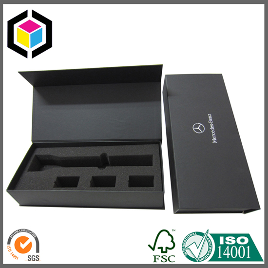 Foam Inlay Black Cardboard Paper Packaging Box for Flashlights