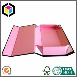Pink Color Print Foldable Cardboard Gift Box with Magnet