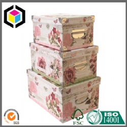 Pretty Design Rigid Cardboard Storage Boxes Set