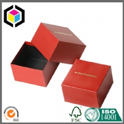 Gold Foil Logo Matte Red Cardboard Jewelry Paper Gift Box