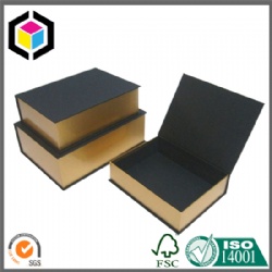 Luxury Black Color Gold Paper Cardboard Book Shaped Gift Box