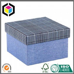 Plaid Blue Color Square Shape Cardboard Paper Gift Box
