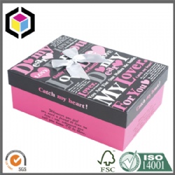 Pink Color Print Lift Off Lid Paper Gift Packaging Box