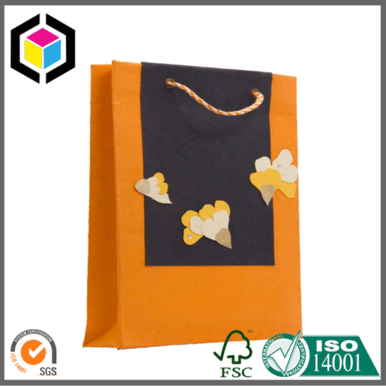 Orange Color Print Garment Gift Paper Bag