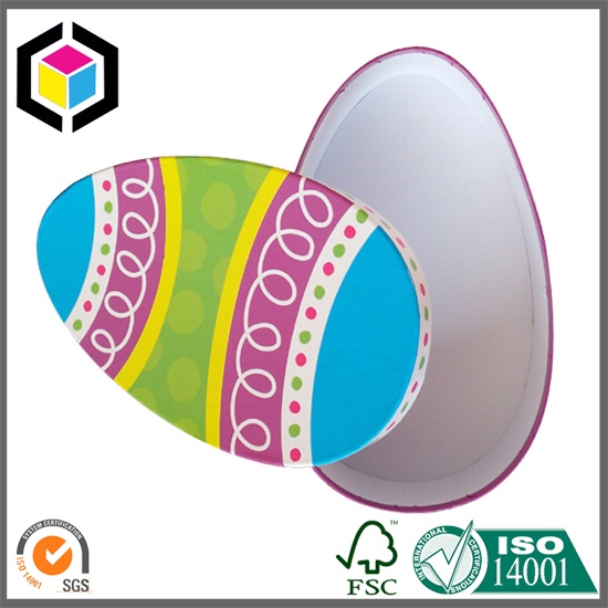 Color Print Egg Shape Happy Easter Cardboard Gift Box