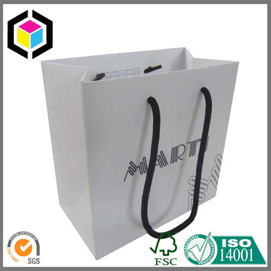 Cord Handle Emboss Logo Paper Gift Bag for Jewelry