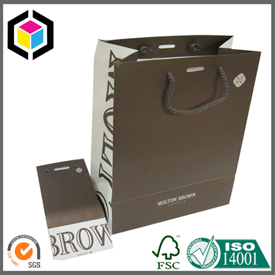 Brown Matte Color Print PP Handle Paper Shopping Promotion Bag