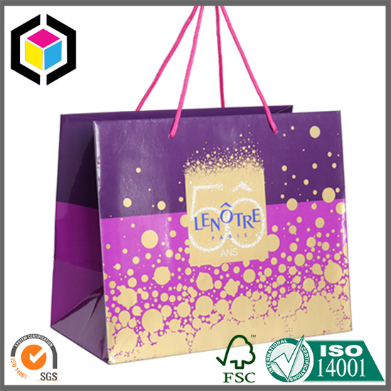 Glossy Color Printing Handle Paper Garment Shopping Bag