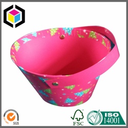 Color Print Bucket Shape Cardboard Gift Box with Handle