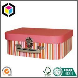 Color Print Cardboard Suitcase Box with Lock Handle