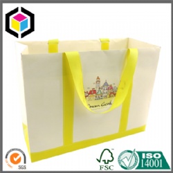 Ribbon Handle Color Print Shopping Paper Bag